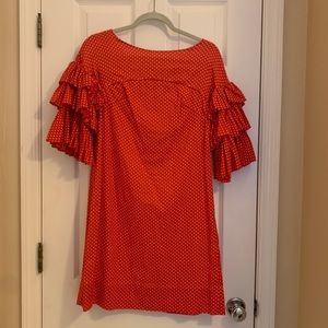 Vintage shift dress Cuban style ruffle sleeves